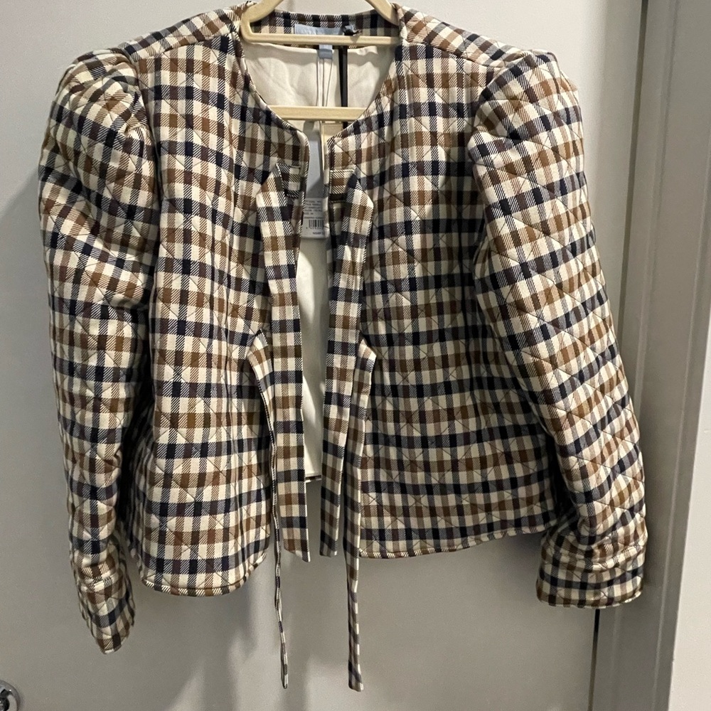 ANTONIO MELANI Checkered Blazer in Brown and Cream